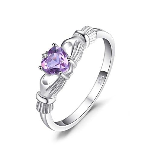 0.62ct Alexandrite Sapphire Irish Claddagh Solid 925 Sterling Silver Rings
