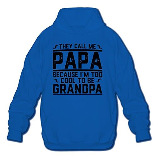 Darrens Call Me Papa Because I'm Too Cool Mens Pullover Hoodie Long Sleeve Casual Sweatshirt Large RoyalBlue