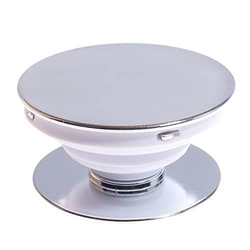 Phone Grip and Stand, Flexible Pop Mount Holder Socket for Smartphones and Tablets - (Silver)