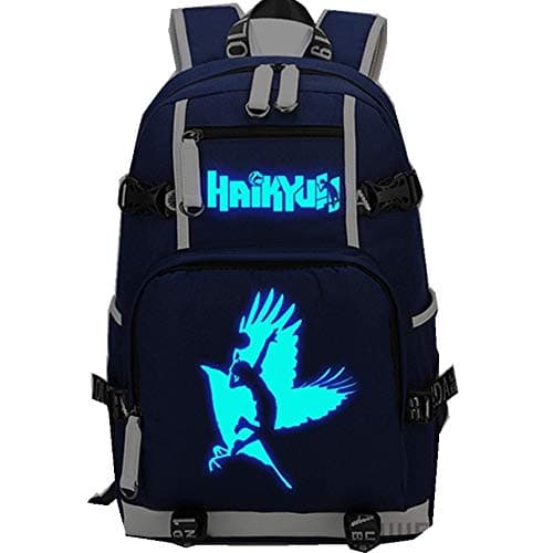 Haikyuu Haikiyu Karasuno Luminous Backpack Casual Shoulder Backpack USB Charging Laptop Bags (1)