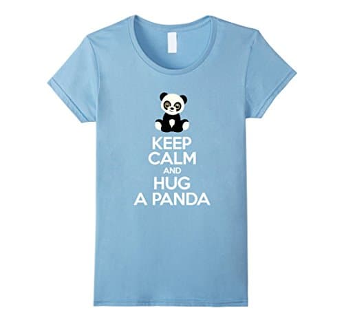 Women's Keep Calm And Hug A Panda T-Shirt Large Baby Blue