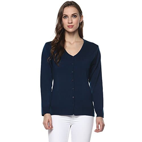 Perroni Women's Solid V Neck Cardigan/Sweater for Winter