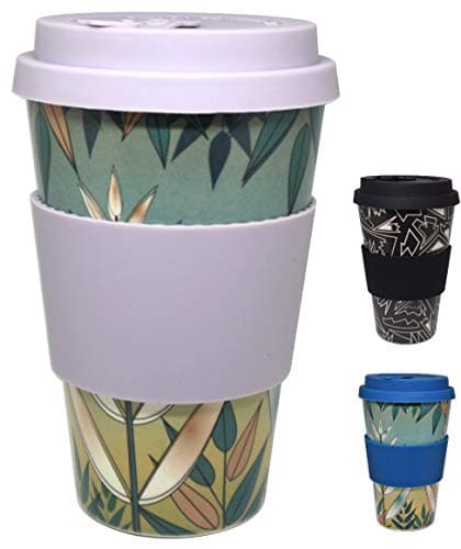 Reusable Bamboo Coffee Travel Cup 400ml/14oz Eco-Friendly Made from Natural Organic Fibres by Qitex (Nightrise)