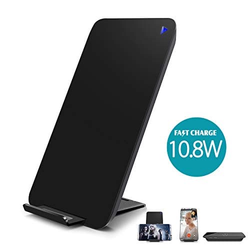mobfun Wireless Charger 10.8W Fast Wireless Charger Stand with Type C Port Quick Input Compatible with Samsung Galaxy S9 S8 S7 Edge iPhone X iPhone 8 8 Plus (Black)