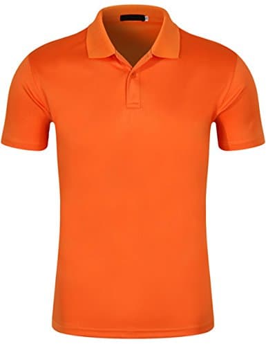 Xi Peng Men's Casual Dress Solid Quick-Dry Mesh Golf Short Sleeve Polo Shirts (X-Large, Orange)