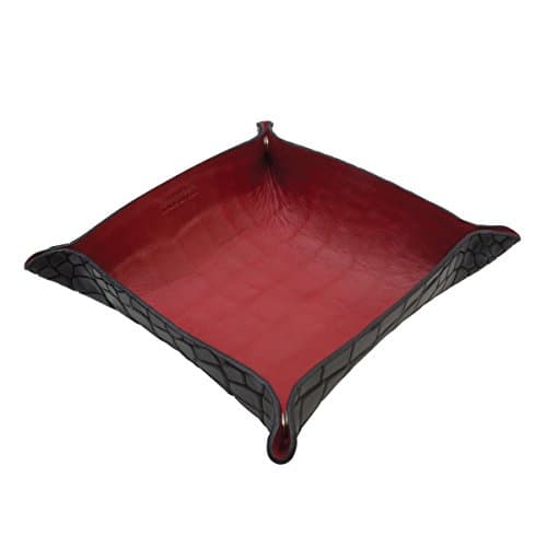 Deep Croco Leather Valet with Contrast Bright Smooth Leather - Black/Red - 6" x 6" (Snapped)