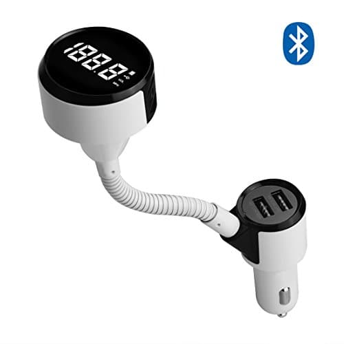 New One-Key Bluetooth FM Transmitter, Handfree Car Kit MP3 Player Stereo Radio Adapter Music Modulator Remote Control w/ Dual USB Car Charger, Support TF Card/ U Disk Music Playing & Voltage Detecting