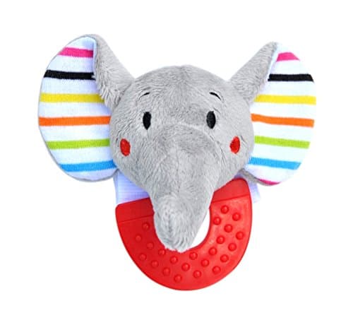 Wristy Buddy Silicone Baby Teether Toy -Elephant Soothe Babies Sore Gums - Hands Free Design - BPA Free - Easy-to-Hold - Teething Relief Pacifier for Infant - Elephant Shape