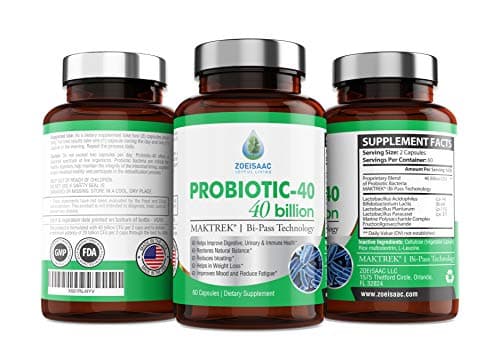 PROBIOTICS 40 Billion CFU Supplement with Prebiotics - Helps Improve Digestive, Urinary & Immune Health. Prevents Allergies & Colds. All Natural Safe & Effective for Men & Women.