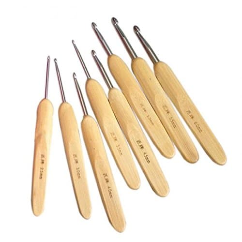 8 Pcs Crochet Hooks Knitting Knit Needles Craft Sewing Handle Knitting Conveniently Bamboo Wooden Different Size With Bag