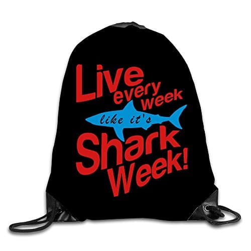 Creative Design Live Every Week Like Shark Week Drawstring Backpack Sport Bag For Men And Women
