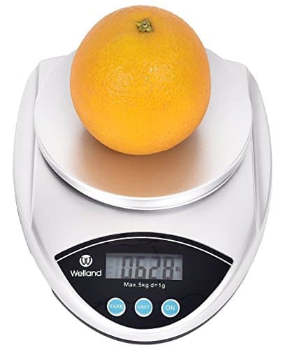 WELLAND 11lb Digital Kitchen Scale Multifunction Mini Food Scale for Baking,Silver