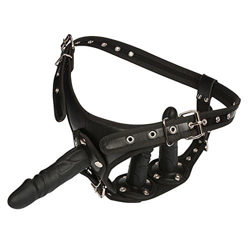 Couples Adjustable Wearable Belt - Strap On Harness Massager Pants - PU Leather Harness (A)