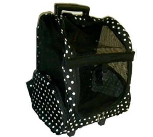 18" Pawprint Rolling Pet Carrier Backpack Black and White