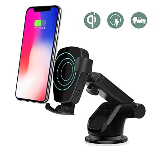 Wireless Car Charger for iPhone X,Lottogo Car Mount Gravity Linkage Fast Charging for iPhone X, 8/8 Plus, Samsung Galaxy S8, S7,S6/S7 Edge, Note 8 5 & Qi Enabled Devices(Black)