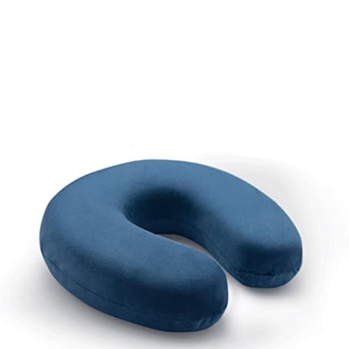 Memory Foam Neck U-Shape Headrest Pillow Car Air Flight Travel (deep blue)