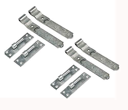 Discount Hardware UK Heavy Duty Gate Hinges - Hook and Band Gate Hinges, Cranked Hinges Suitable for Garden Gates, Driveway Gates, Sheds & Garage Doors, Farm Gate Hinges - Galvenised 300mm 12" (4pcs)