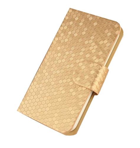 Card Holder Flip Premium Pu Leather Shiny Beehive Pattern Cover Case for New Apple Iphone 6 4.7'' Inch (2014 Released) Not Suits for Apple Iphone 6 Plus 5.5'' Inch (Gold)