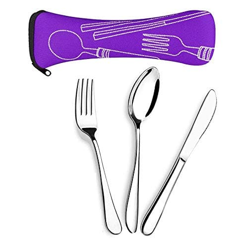 Aigemi 6 Piece Stainless Steel Flatware Set,Knife Fork Spoon Portable Travel Silverware Set with Carrying Case for Lunch Bag Traveling Camping