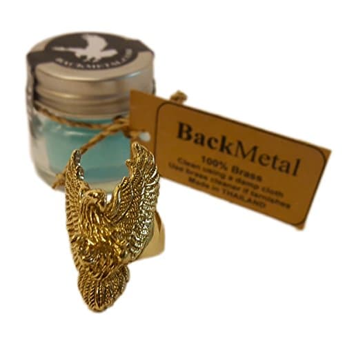 BackMetal Spread Eagle Brass Biker Style Ring with Wings of Freedom