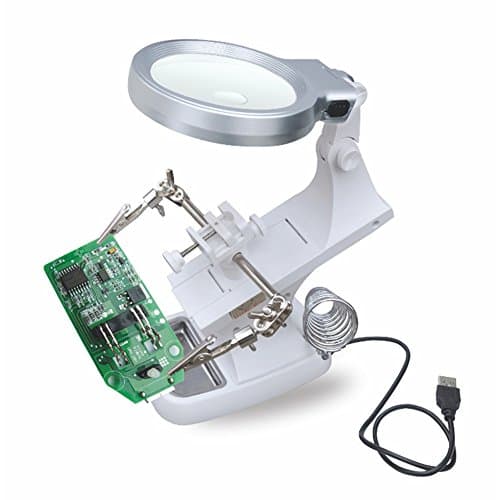 Ocama Desktop Magnifying Glass with 10 LED Light & Alligator Clip Optical Lens for Welding Repair Detection,3X 4.5X