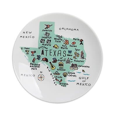 Appetizer Plates Crafted From Porcelain 6.5" "Texas " Set of 4