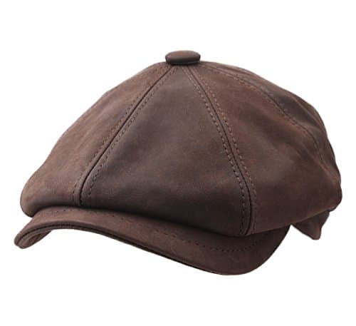 Wegener Men's Horme Leather Flat Cap Size 57 Cm Brown