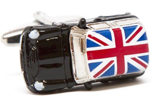 Special Limited Edition Silver Black Mini Cooper with Union Jack Flag Cufflinks Cuff Links