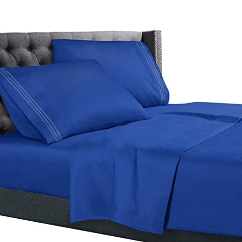 NestlKing Size Sheets Set - 4 Piece King Sheets, Bed Sheets for King Size Bed, Double Brushed King Bed Sheets, Hotel Luxury Royal Blue Sheets Extra Soft Bedding Sheets & Pillowcases