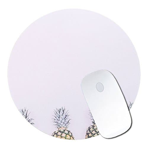 Mouse Pad, VUV Funny Cute White Design Mouse Pad Round Mat Non-Slip PU Base Gaming Mouse Pad for Home, Office & Travel Computer, Laptop & Mac (Pineapple 2)
