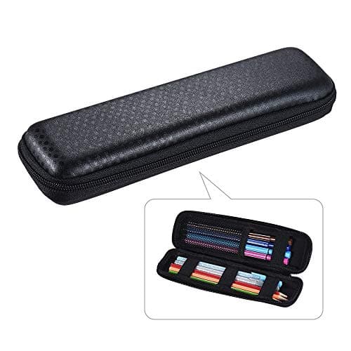 Caoli Pen Pencil PPT Pointer Holder Makeup Brush Bag EVA Hard Shell Case Stationery Pouch Box Black