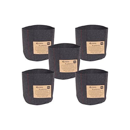 HydroLight Flex Pot, 5 Packs Fabric Grow Pots Container Smart Grow Bag (5, 1 Gallon Pot)