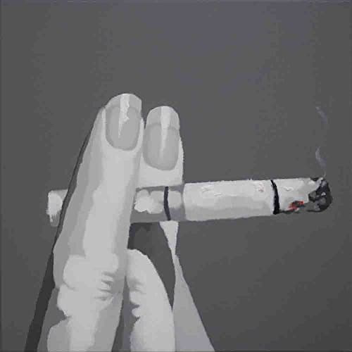 Bignut-Art 100% Hand Painted Smoking Modern Artwork for Living Room Bedroom Office Bar Coffee House Wall Decor Stretched and Framed Ready to Hang Grey-White (24"x24" 1 Piece)