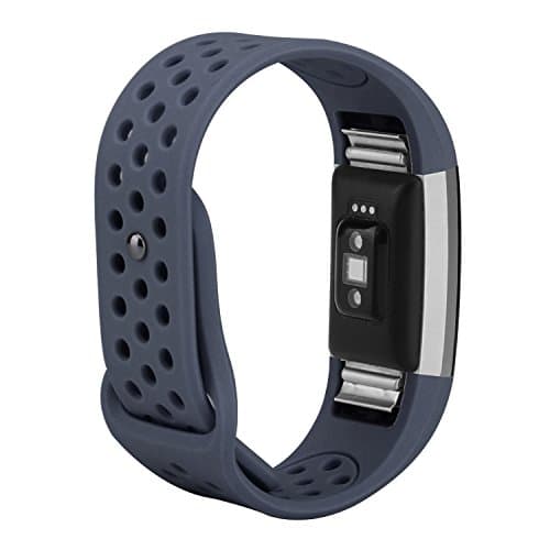 For Fitbit Bands, Wristband Adjustable Comfortable Soft Silicone Replacement Band for Fitbit Charge 2 Fitness (Gray, Small (5.5”-6.7”))