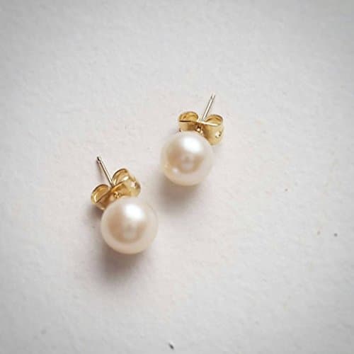 White Akoya Pearls on 14K gold studs