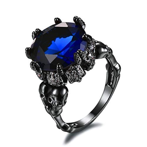 NACOLA Black Plated Ghost Evil Skull Skeleton CZ Ring Punk Women Men's Band