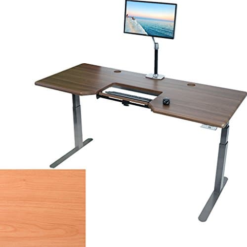Omega EVEREST Electric Adjustable Height Standing Desk w/ SteadyType Adjustable Ergonomic Keyboard Tray Built-In - 4 Programmable Height Presets - Silver Base ( Almond Cherry Desktop, 30" x 48" )