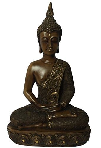 PCE11 Thai Buddha Chinese Tiny Statue Meditating Peace Harmony 12" Inch Golden/Brown