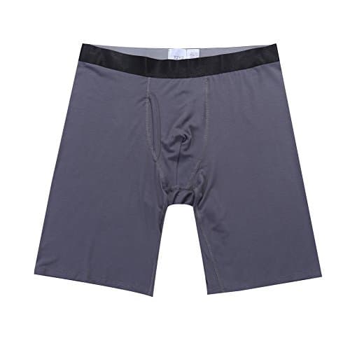 2-Pack Mens Modal 9" Boxer Briefs with Fly / Gray / L (36"-38")