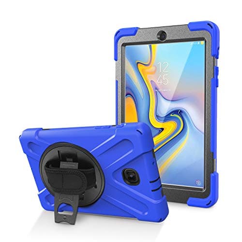 Rantice Samsung Galaxy Tab A 8.0 2018 Case, Heavy Duty Hybrid Shockproof Protection Cover Built with Kickstand and Hand Strap for Samsung Galaxy Tab A 8.0 2018 Model SM-T387 Verizon/Sprint (Blue)