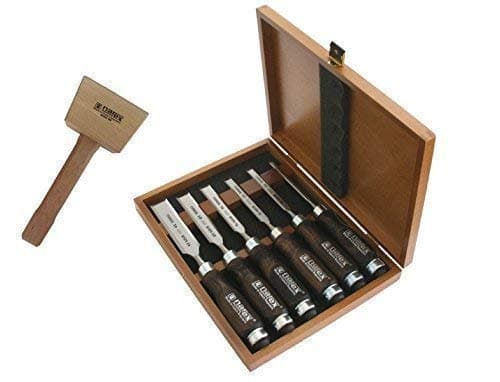 Chisel Set 6 pieces in Carpenter quality + Carpenter´s mallet 450 size