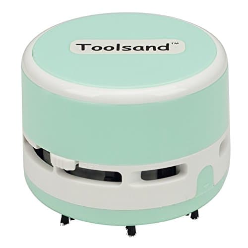 Mini Desktop Portable Handheld Cordless Tabletop Crumb Sweeper Vacuum Cleaner Battery Operated (Blue/White)