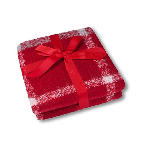 Christmas decorations Soft Lap Plaid Throw Blanket-Soo Angeles 100% Acrylic Woven Yarn Dyed Fringed Plaid Throw Blanket Bed Blankets Bedspread Soft Cozy Blanket Rococco Red PLAID 50" W x 67" L