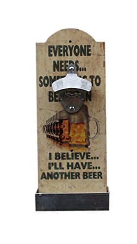 RedBeana Loft Wall Decor Bottle Opener Home Decor, 5 designs (E-I Believe I will have another beer, 30cm (H) x 11.5cm (W))
