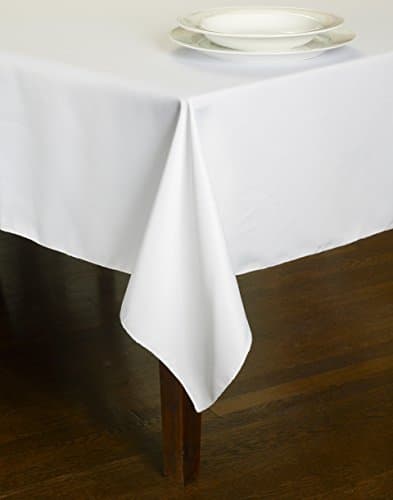 Chesna™ White Table Linen 60 X 102 Inch Polyester Washable Oblong Table Cover Rectangular Tablecloth for Events, Parties, Weddings and Home (60 x 102, white)