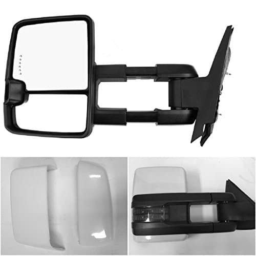 Vekwena 1 Pair For 88-00 Chevy GMC C/K w/ Backup Light, On Glass Arrow LED & On Back Side Smoke Turn Signal Light Base Color Housing Towing Mirrors