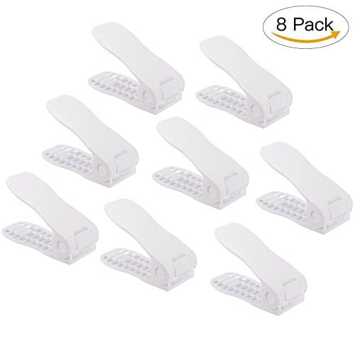 Doingart Adjustable Shoe Racks Storage - 8 pcs Plastic Shoe Slots Space Saver Shoe Organizer Shoe Rack Holder for Men or Ladies (White)