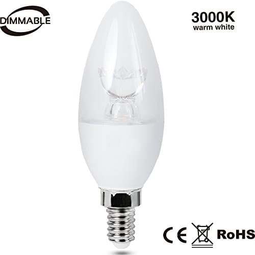 LED candelabra bulb Dimmable,chandelier light bulbs,3000K warm white, Decorative Candle LED, Medium Screw Base E12 Socket,40Watt Equivalent Dimmable 1-Pack