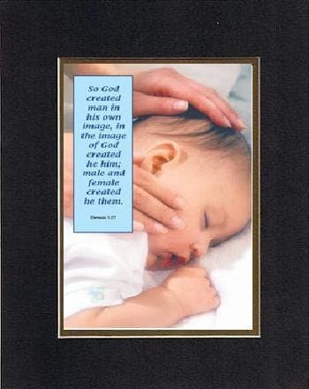 Poems for Baby Dedication - So God created man in his own image, in the image of God created he him; male and female crated he them. Genesis 1:27 . . . 8 x 10 Inches Biblical/Religious Verses set in Double Beveled Matting (Black on Gold) - A Timeless and Priceless Poetry Keepsake Collection
