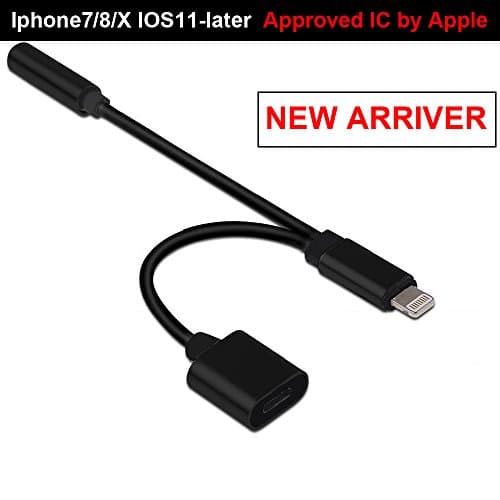 BDD IphoneX/8/7/Ipad 2 in 1 lightning Headphone charger adapter cable,3.5mm jack, 2A/1A Charge, Approved IC3959(No Phone call function)